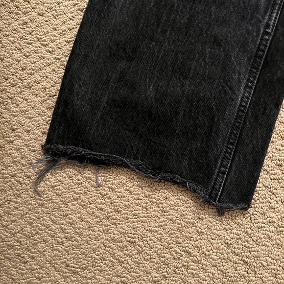 Zara fray hem wide leg high rise black jeans size 28 - Picture 2 of 5